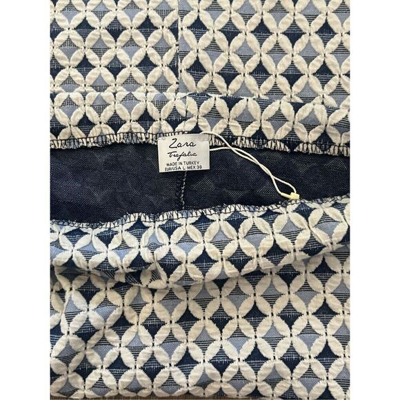 Zara Elastic Band Shades of Blue Pattern Pencil Skirt (Size L) - Picture 3 of 3